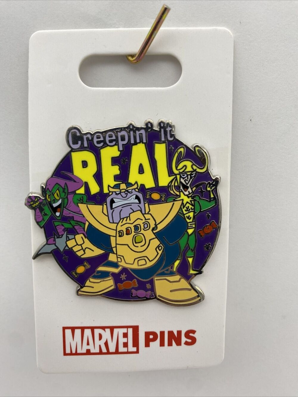 Disney Parks Pin Marvel Creepin it Real Halloween Trading Pin Loki Thanos Goblin